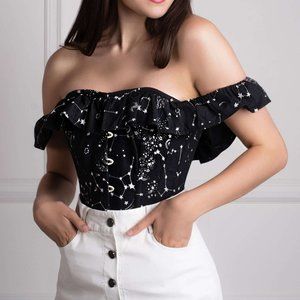 NWT Corset Story Cotton Astrology Off the Shoulder Corset Top (8)